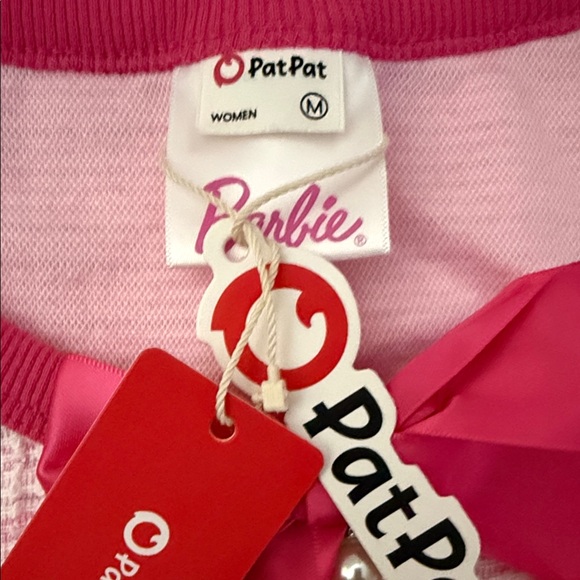 PATPAT-BARBIE || Pink Tweed Button Front Textured Dress with Bow. Sz. M - Picture 9 of 16